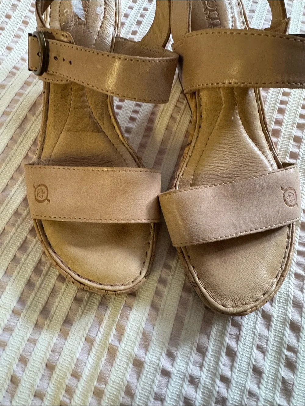 Born Women's Tan Leather Wedge Sandals